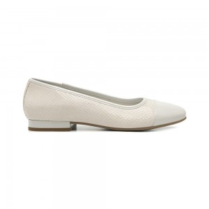 Bailarinas Flexi Leather Comfort Pad Style 119903 Mujer Blancos | 48GMVIWYH