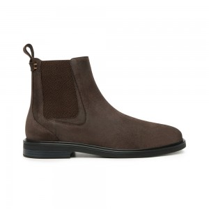 Botas Chelsea Flexi Quirelli Leather Style 705002 Hombre Chocolate | 06ZDJHAVO