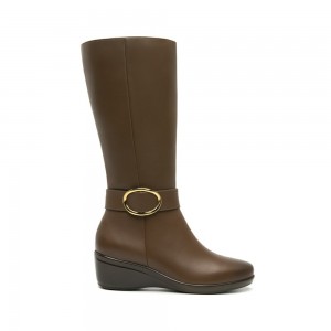 Botas Flexi Leather Boot with Internal Zipper Style 45231 Mujer Marrom Oscuro | 25ISVWEDB