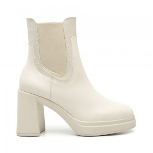 Botas Plataforma Flexi Leather Style 127402 Mujer Beige | 20HTYSMUC