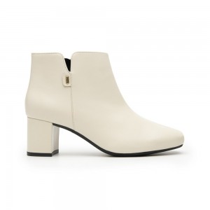 Botines Flexi Leather Ankle Boots with Internal Zipper Style 119706 Mujer Beige | 19EKBVPTH