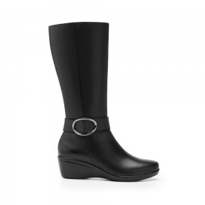 Botines Flexi Leather Boot with Internal Zipper Style 45231 Mujer Negros | 38SPKGWYA