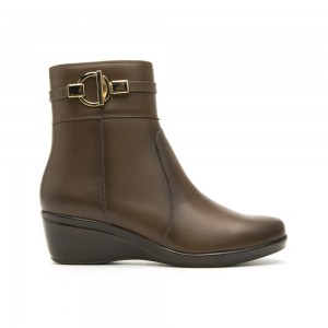 Botines Flexi Leather Booties with Internal Zipper Style 45232 Mujer Marrom | 06ZBHAFYC