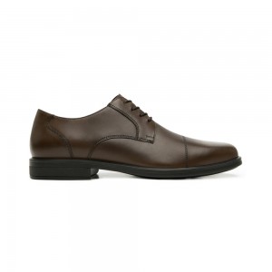 Mocasines Flexi Leather Derby Style 407801 Hombre Marrom | 80IUSFBYQ