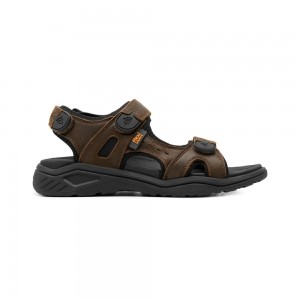 Sandalias Flexi Outdoor Leather al Style 411001 Hombre Negros | 62FBVQHAJ