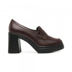 Tacones Flexi Platform Leather Loafer Style 127401 Mujer Vino | 60SQJFDCB